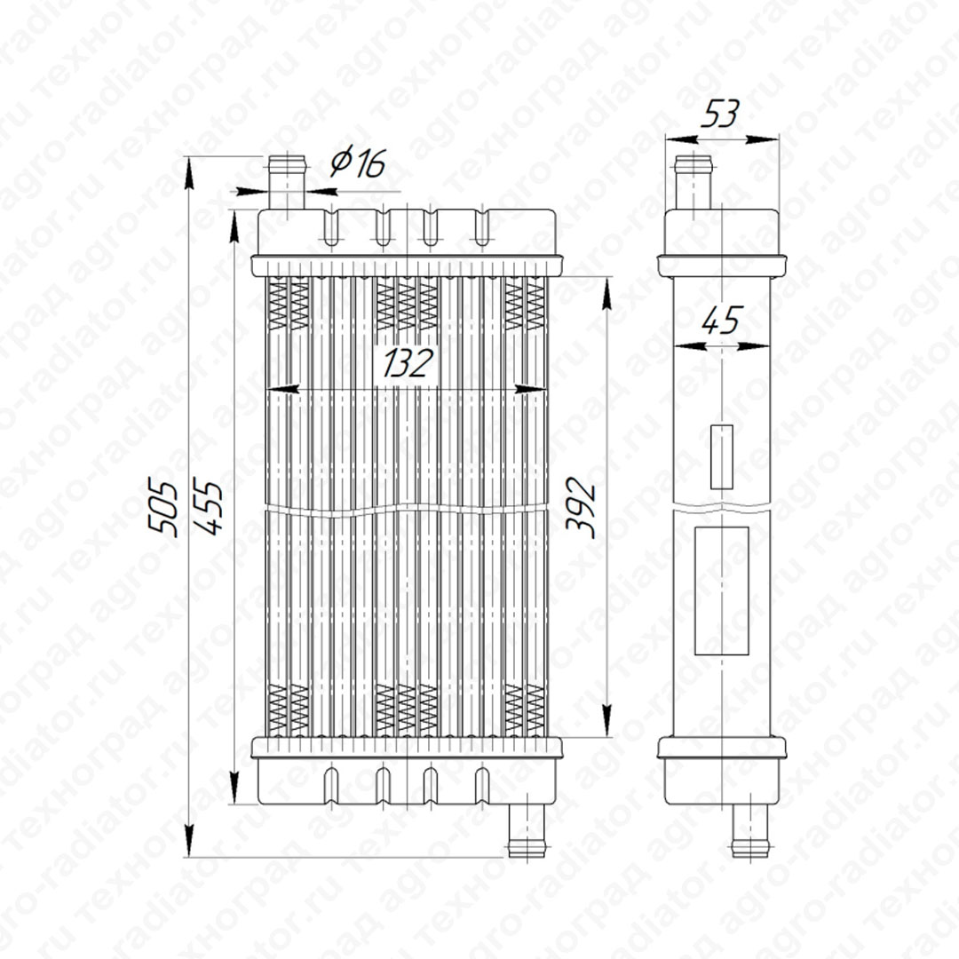 Радиатор отопителя МТЗ-82, МТЗ-1221, МТЗ-1523 №1522К.8101060